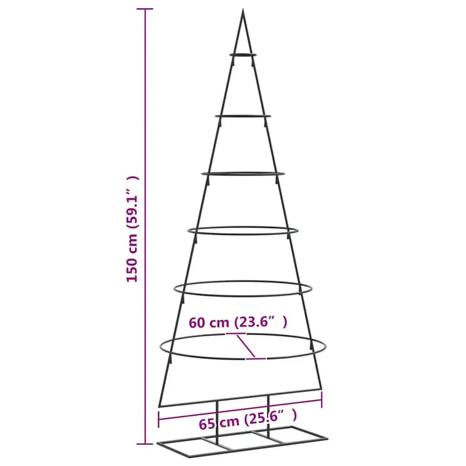 vidaXL - Kerstdecoratie kerstboom 65x60x150 cm - Zwart - Staal