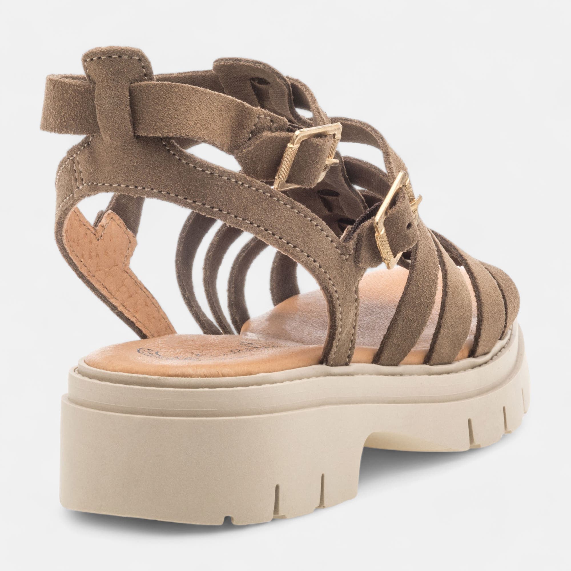 Sandales Femme en cuir taupe