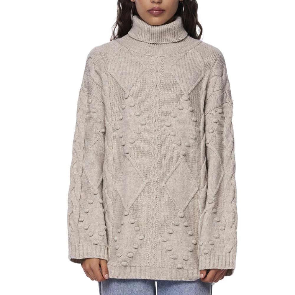 Pieces Pull Beige Femme Pieces Wide Sleeve