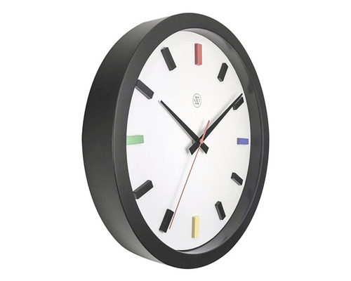Wandklok, gemengd design, kunststof, zwart en veelkleurig, Ø 36 cm