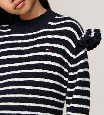 Tommy Hilfiger Kjole - Strik - Ruffle Skater - Desert Sky Stripe