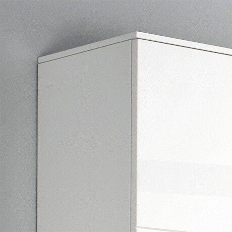 MONDO Wohnwand ELEGANCE 3 teilig Hochglanz Perlweiß ca. 340 x 191 x 53 cm