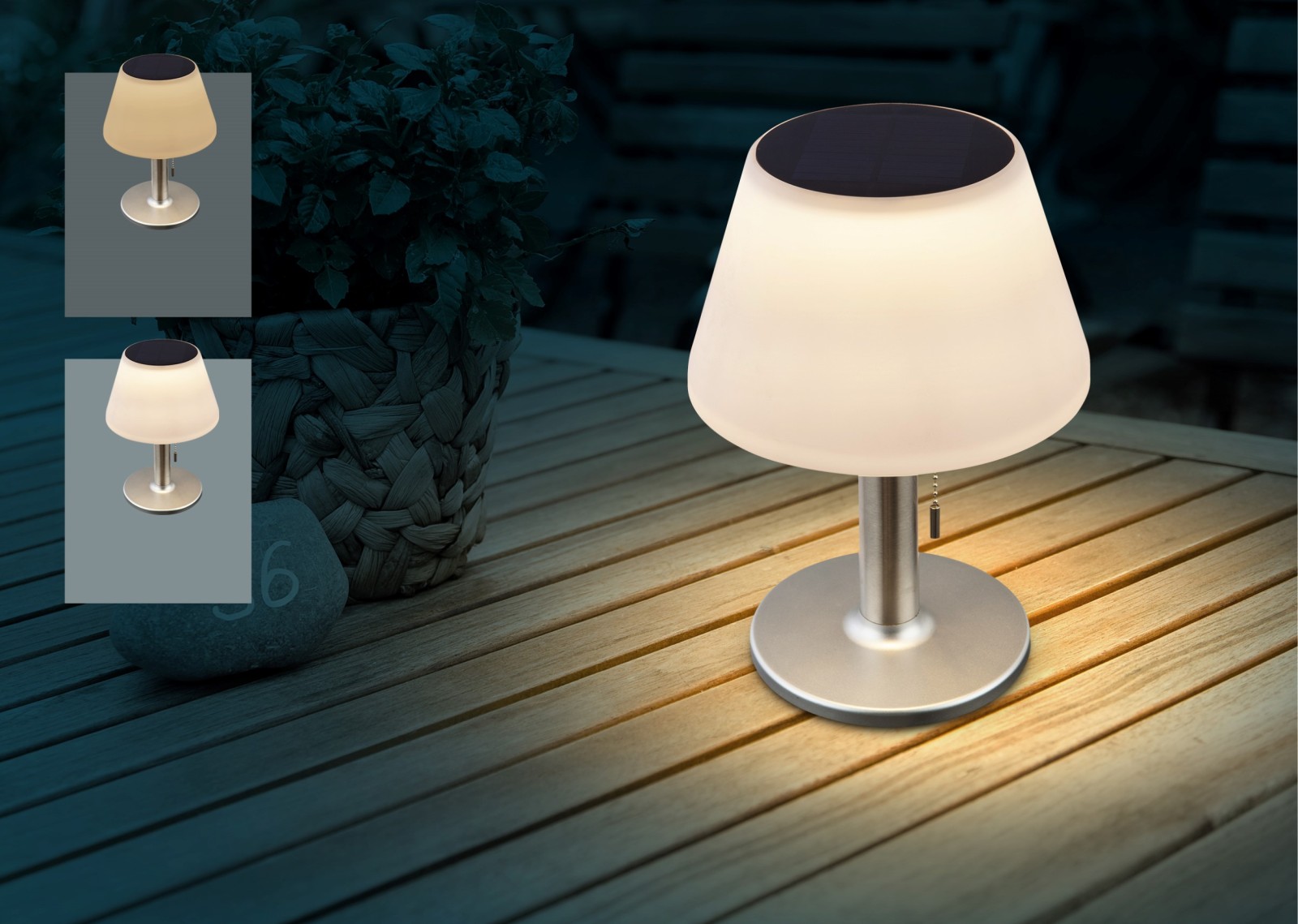 LED-Solarleuchte - weiß - Edelstahl