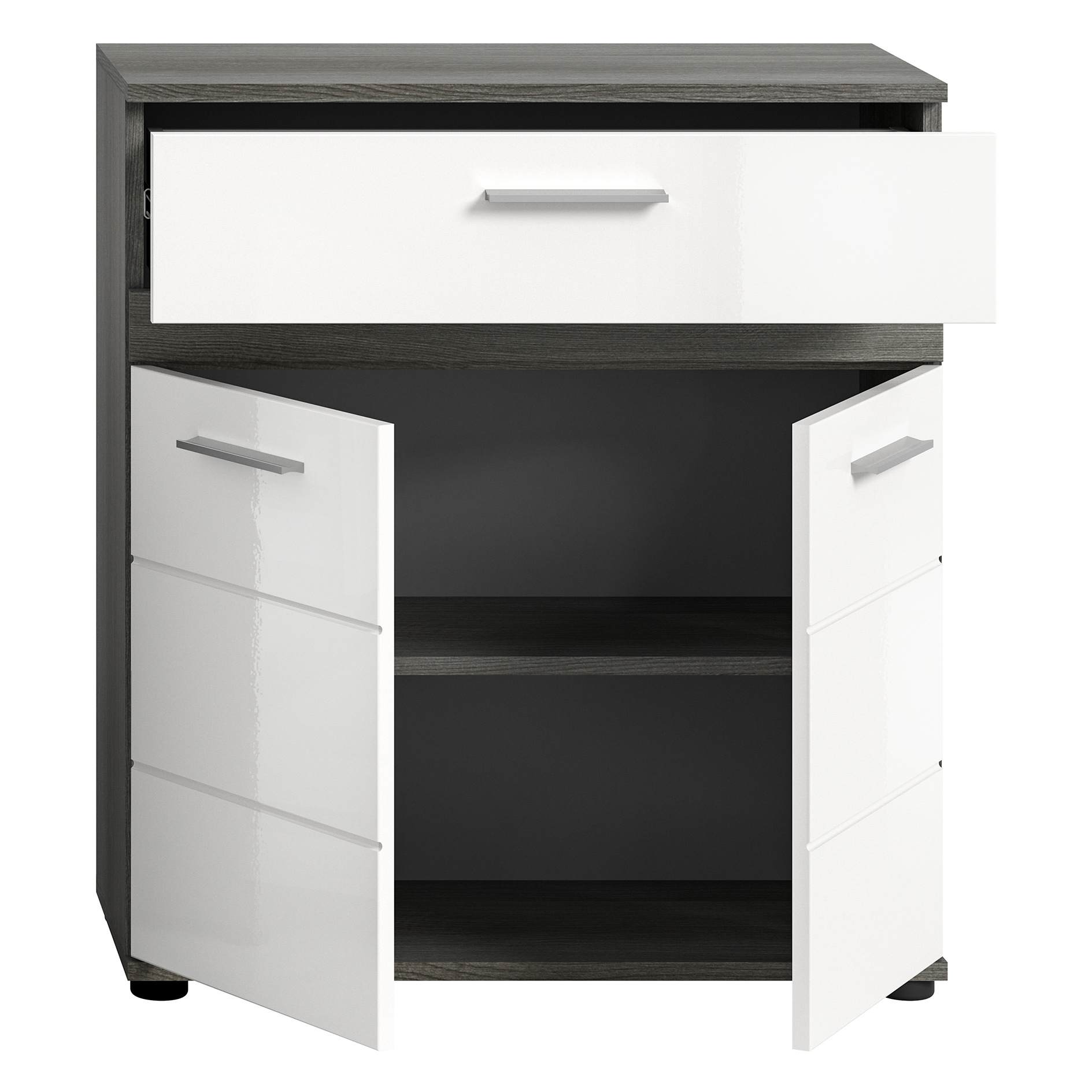 Unterschrank BLAKE - weiß Hochglanz - Rauchsilber - 71 cm
