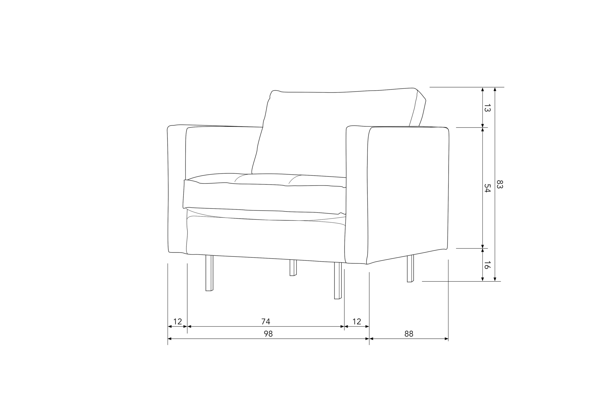 BePureHome fauteuil Rodeo Classic velvet - Khaki