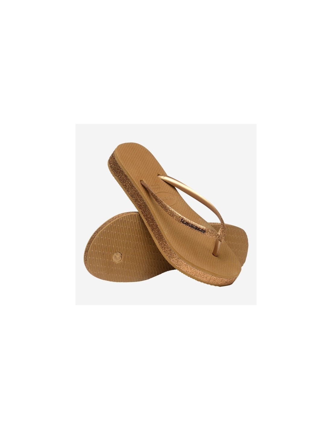 havaianas Tongs Compensées slim flatform sparkle bronze