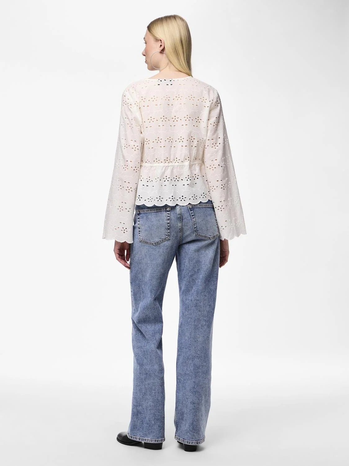 Pieces Pcarmorine Ls Embroderi Tie Top 4484944 cloud dancer