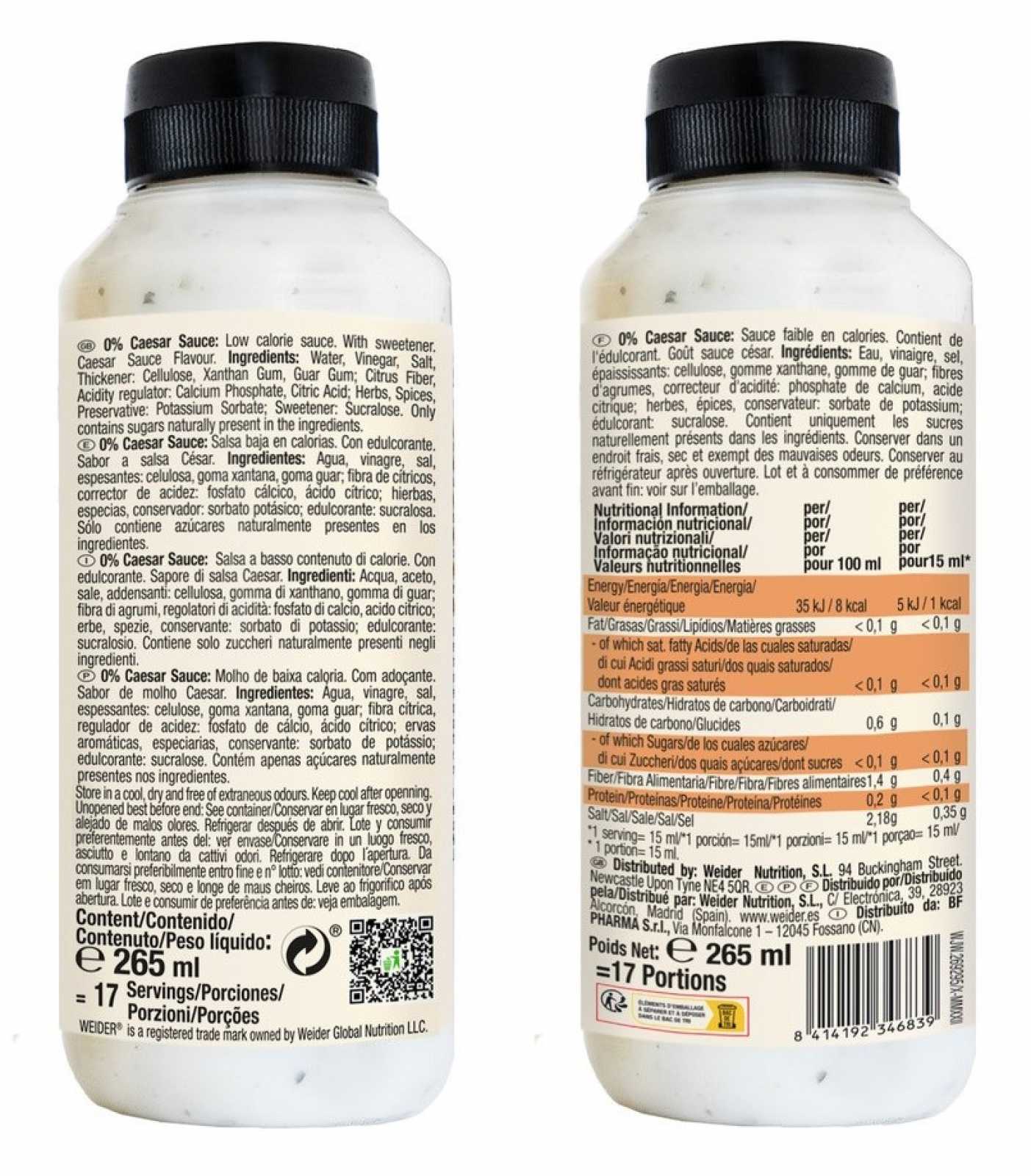 Molhos Weider 0% gordura 265ml