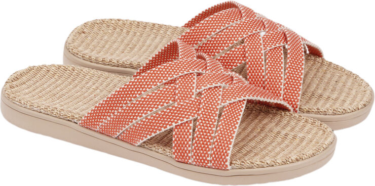 Lovelies Matara - Triple cross sandal w/ jute sole Mandarin red
