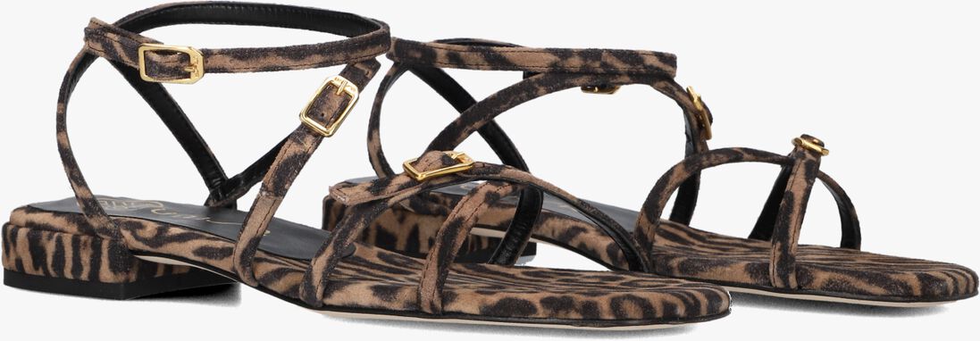 bruine unisa platte sandalen chisun