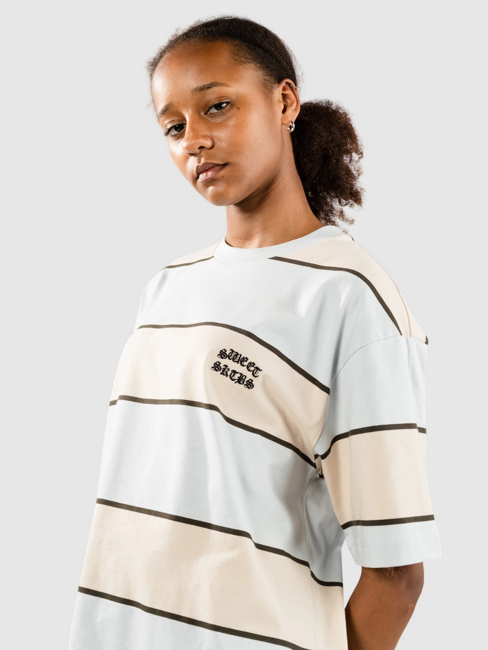SWEET SKTBS Sweet Loose Striped T-Shirt off white