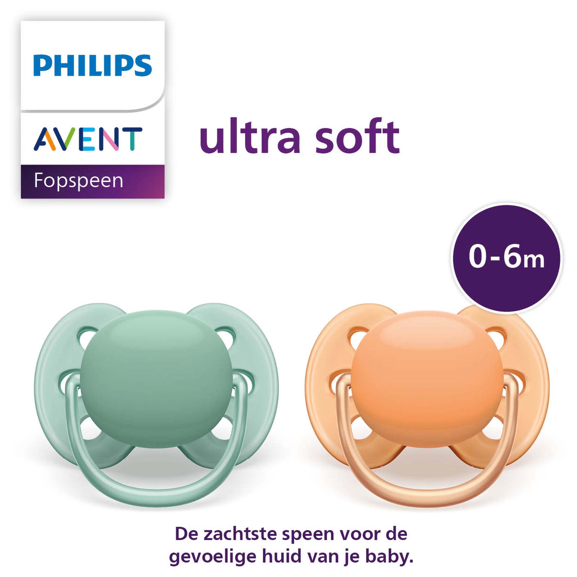 Philips Avent Ultra Soft Fopspeen 0-6 mnd 2-pack blauw