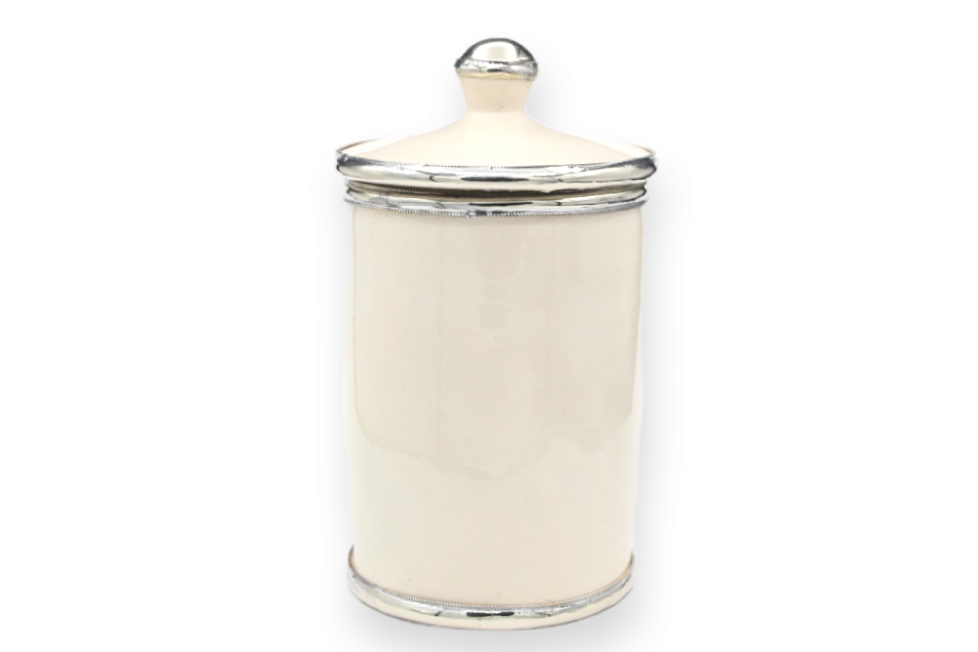 Zierbehälter mit Metallverzierung, creme, Ø 10 cm, H 16 cm von fischer's lagerhaus