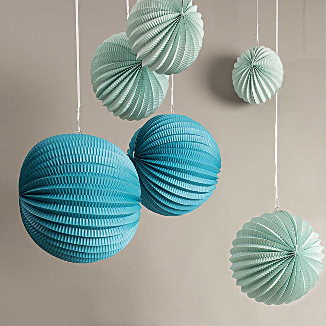 Lampions papier - aqua - 3st