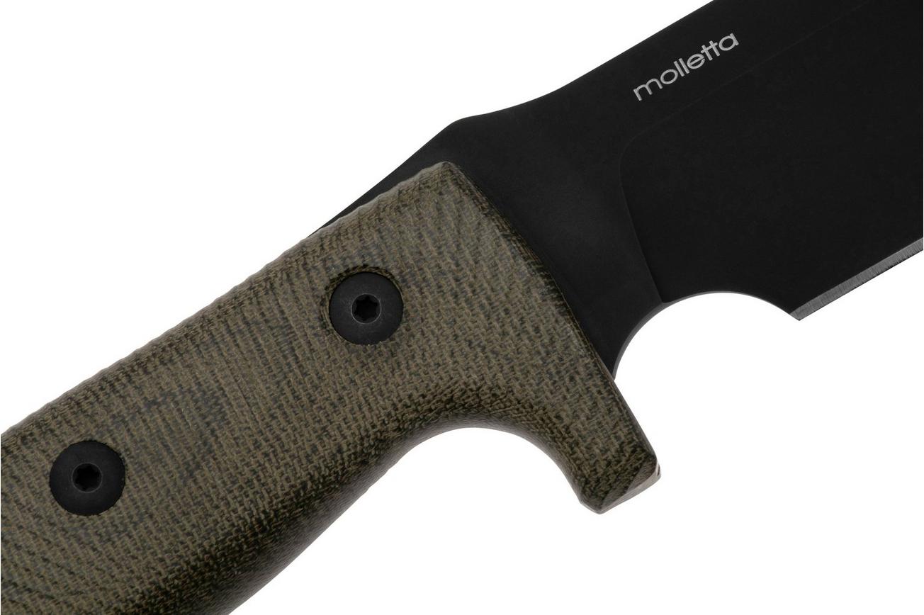 LionSteel M7B CVG Black, Green Canvas Micarta vaststaand mes, Molletta design
