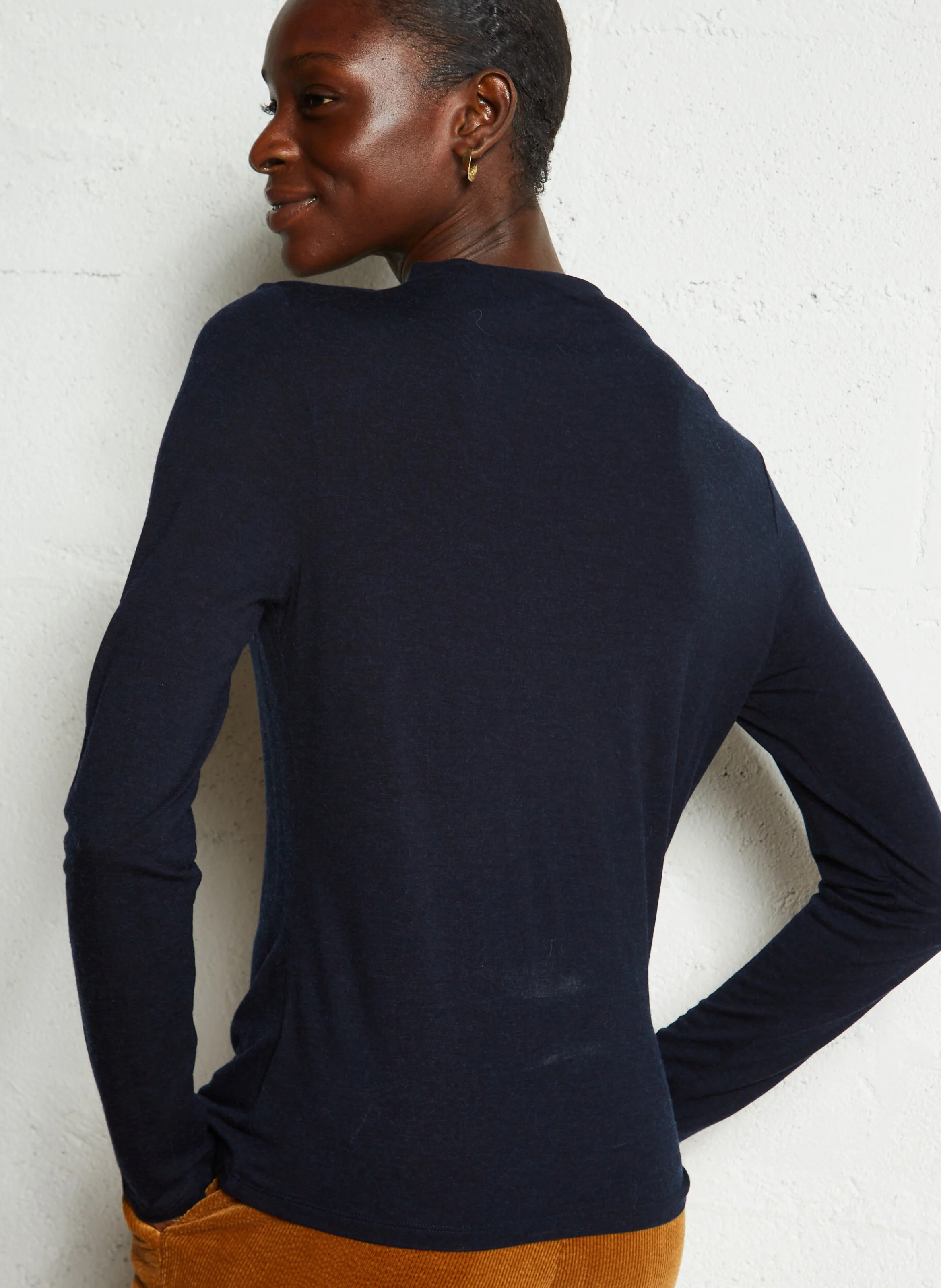Top col perkins froncé | Bleu