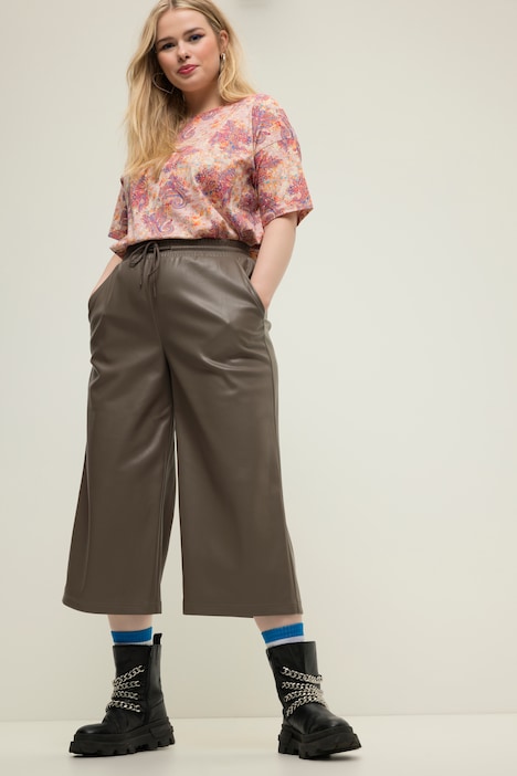Culottes, Wide Legs, Fakeleder, Elastikbund