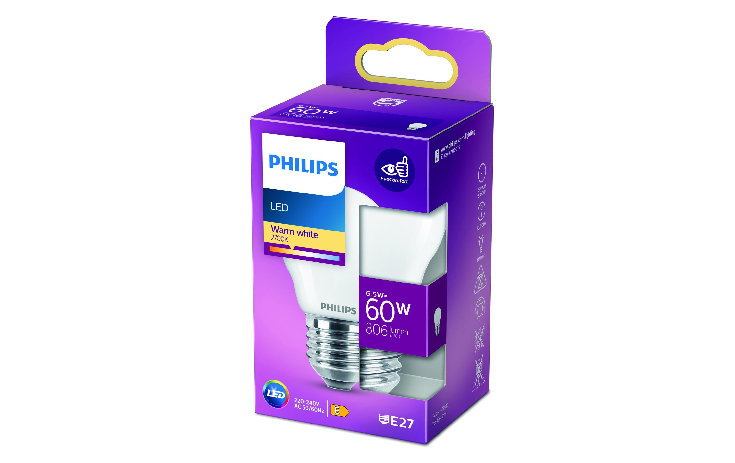 Lampe LEDcla 60W E27 P45 WW FR ND WarmweissLeuchtmittel P45 mit matter Oberfläche