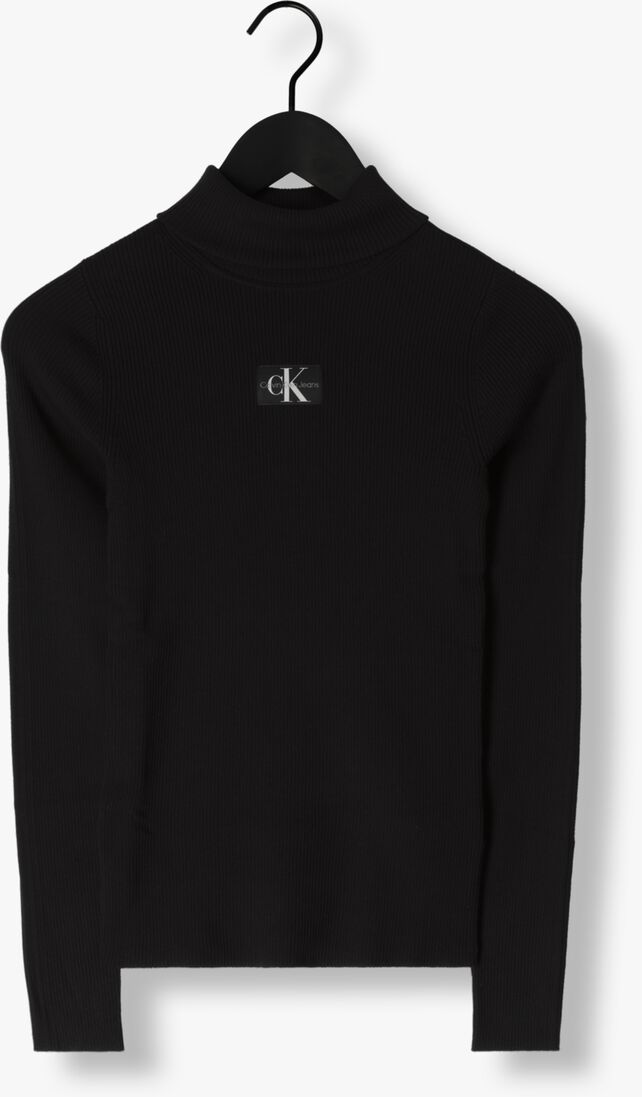 CALVIN KLEIN zwarte calvin klein coltrui badge roll neck sweter