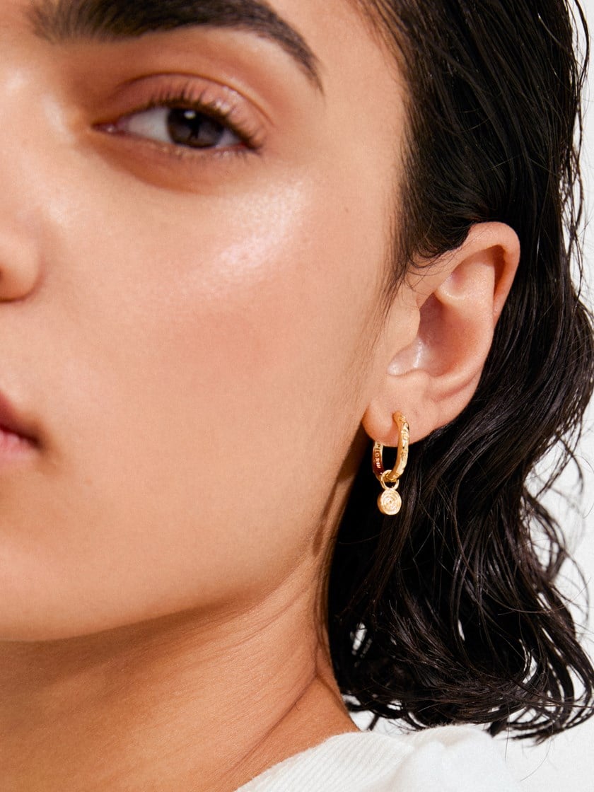 Fire Hoop Earrings Old Gold