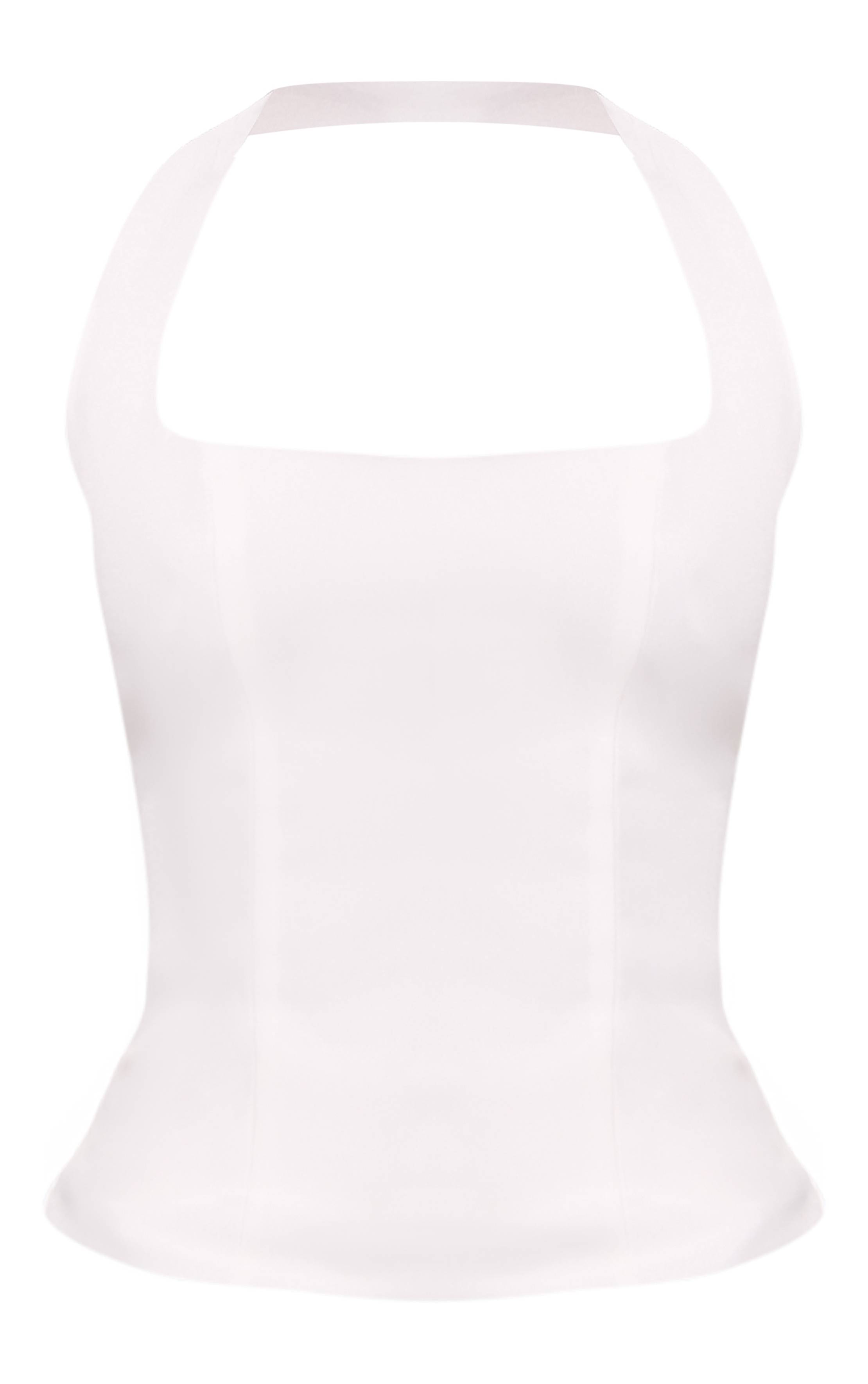 Blanc Top Ajusté Petite À Encolure Américaine