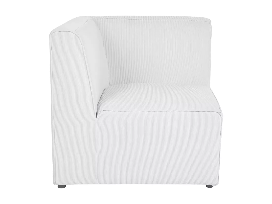 Canapé d'angle côté droit modulable 5 places en velours côtelé blanc cassé avec ottoman LEMVIG