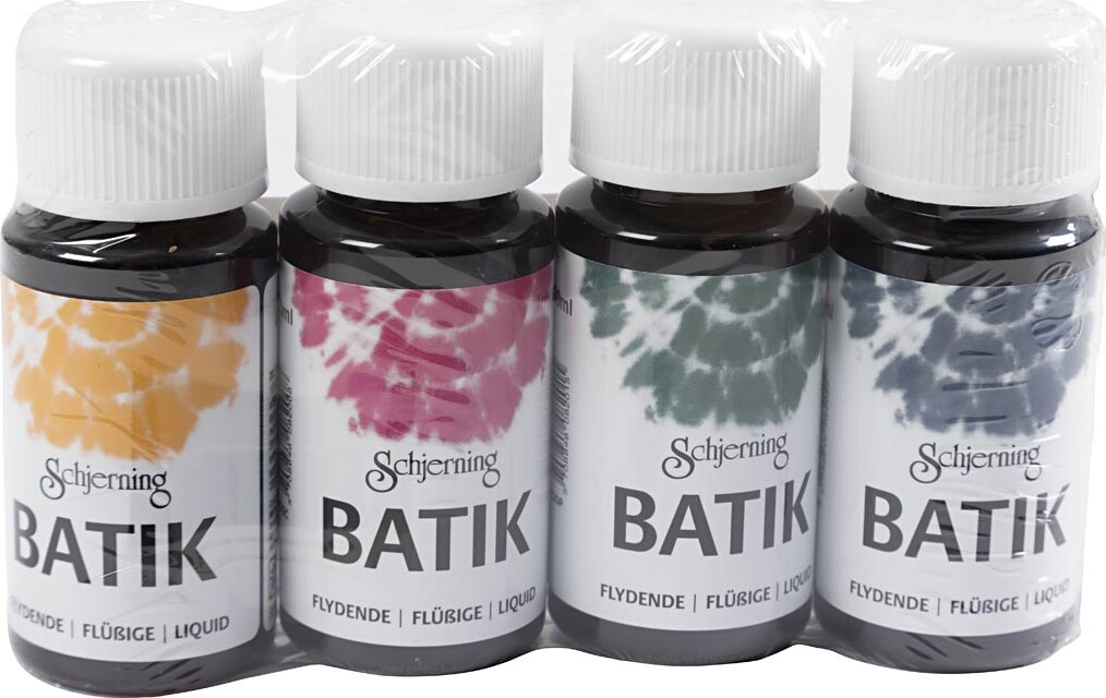 Batikfarve - Marineblå - Grøn - Pink - Majsgul - 4X50 ML
