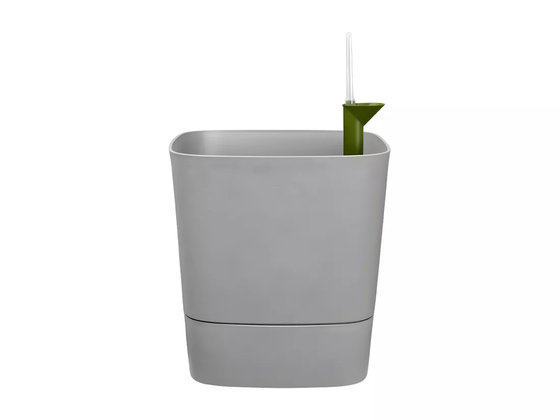 Pot de fleurs carré extérieur/intérieur 30 x 30 cm Elho Aqua Care Greensense gris ciment