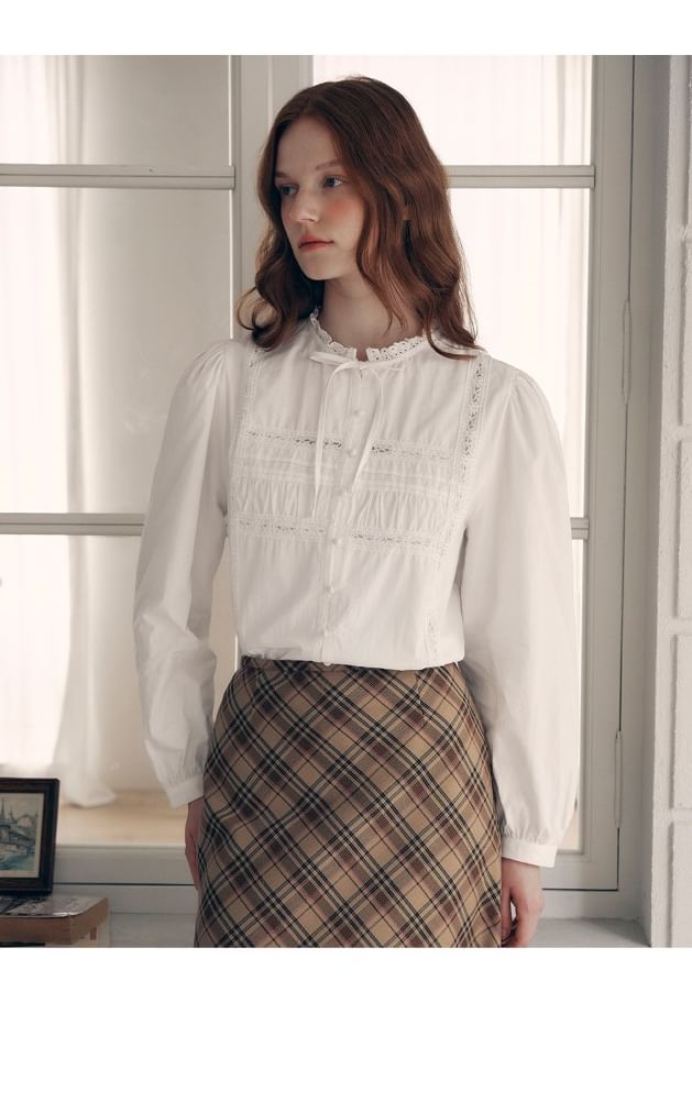 rolarola - Blouse met lint en kant (wit)
