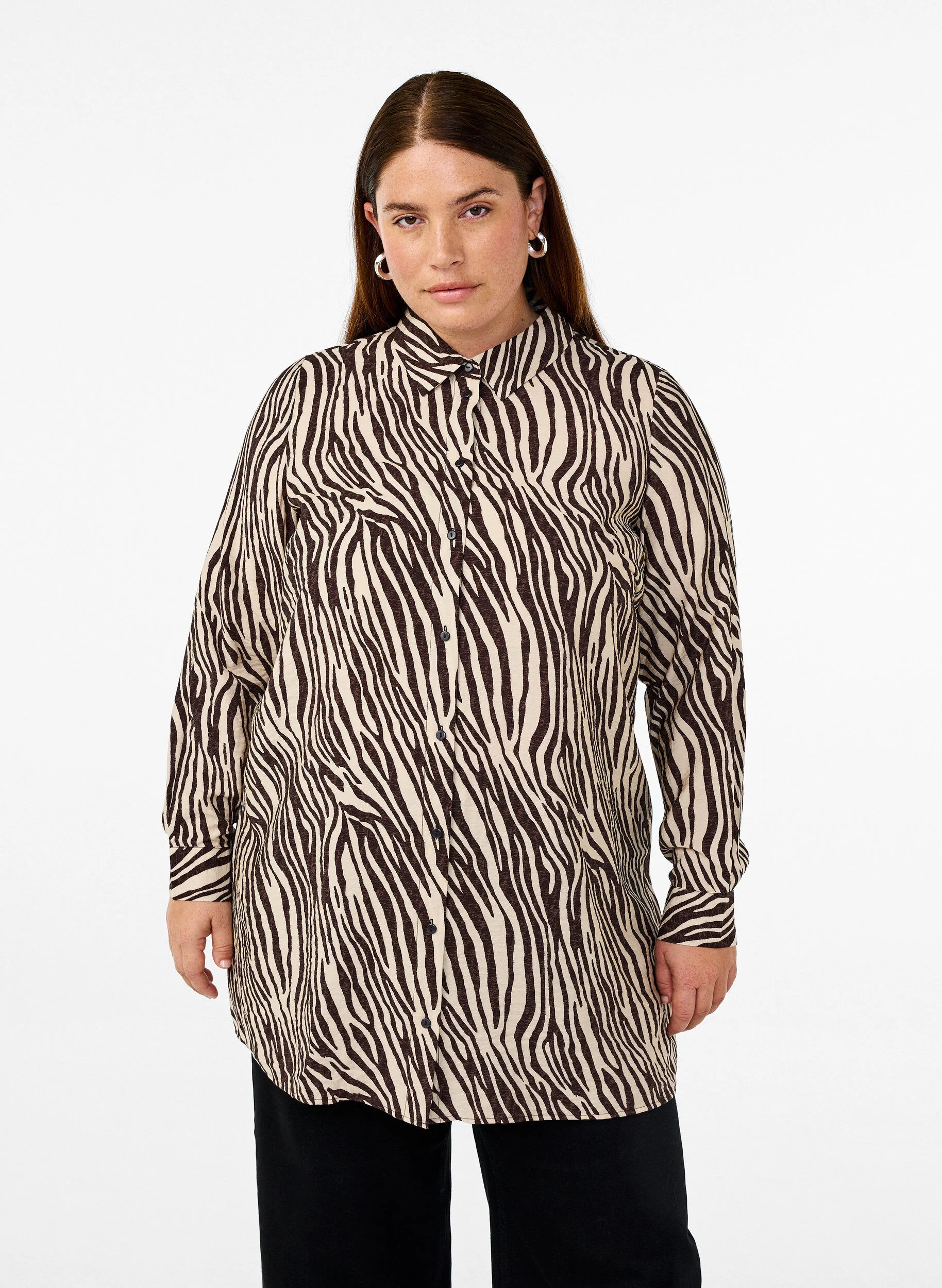 Lang skjorte med zebraprint