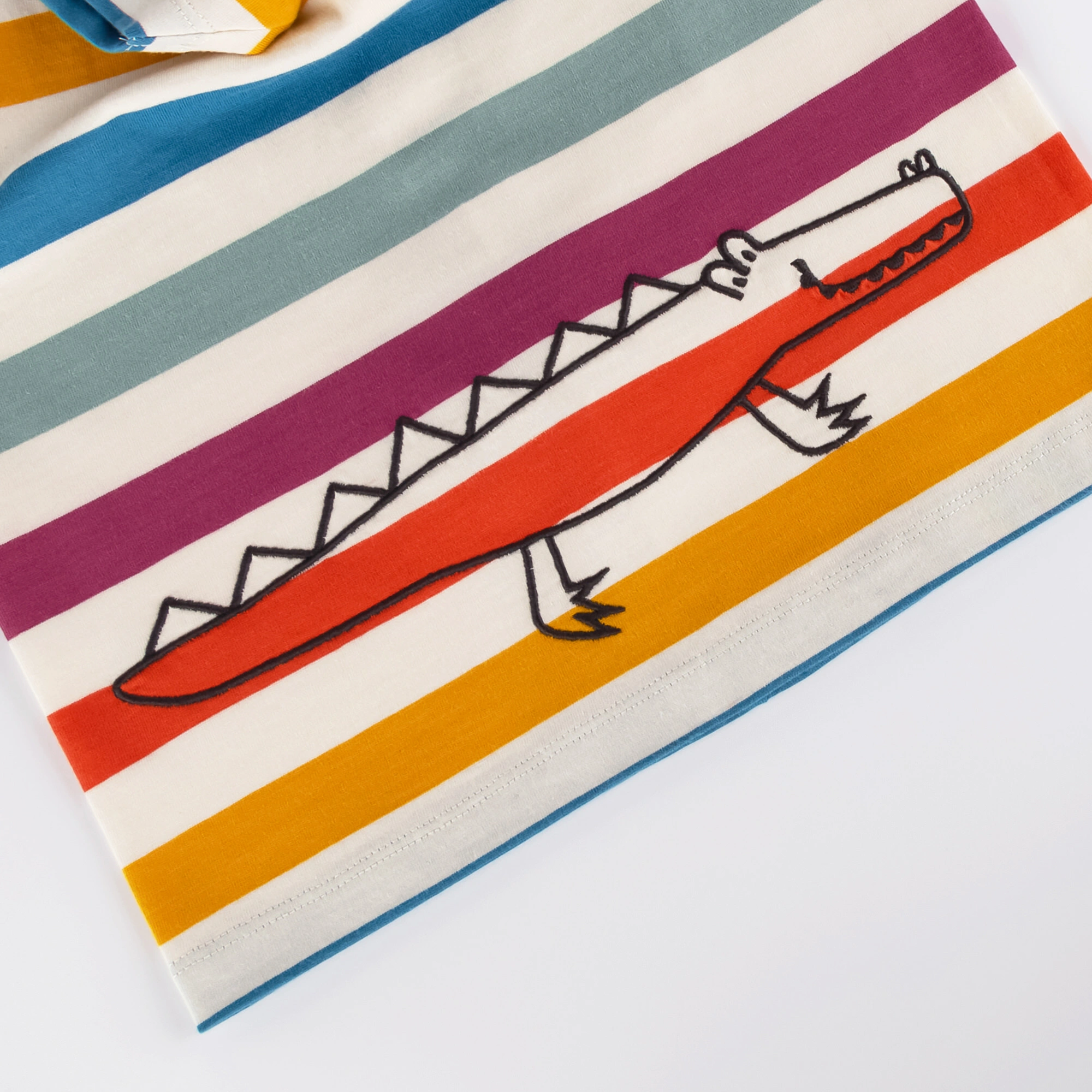 T-Shirt M - WILD CROCODILE STRIPES in ecru/bunt