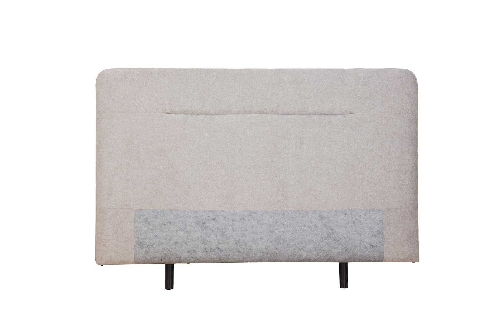 60 Jubileum sengegavl 180 cm. Tekstil Storm 09 beige med sortlakkerte metallben