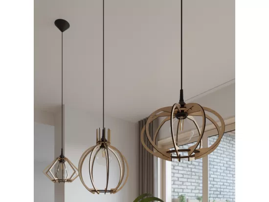 Sollux ARANCIA Lampe à Suspension Wire Frame Bois Naturel E27