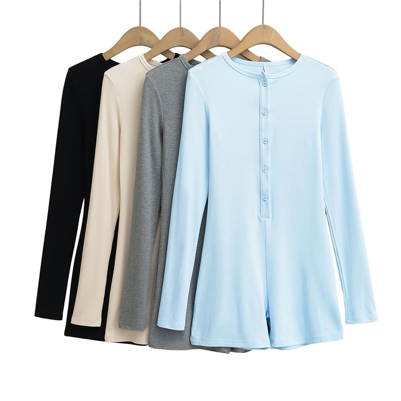 Ulark - Lange mouwen Henley effen romper
