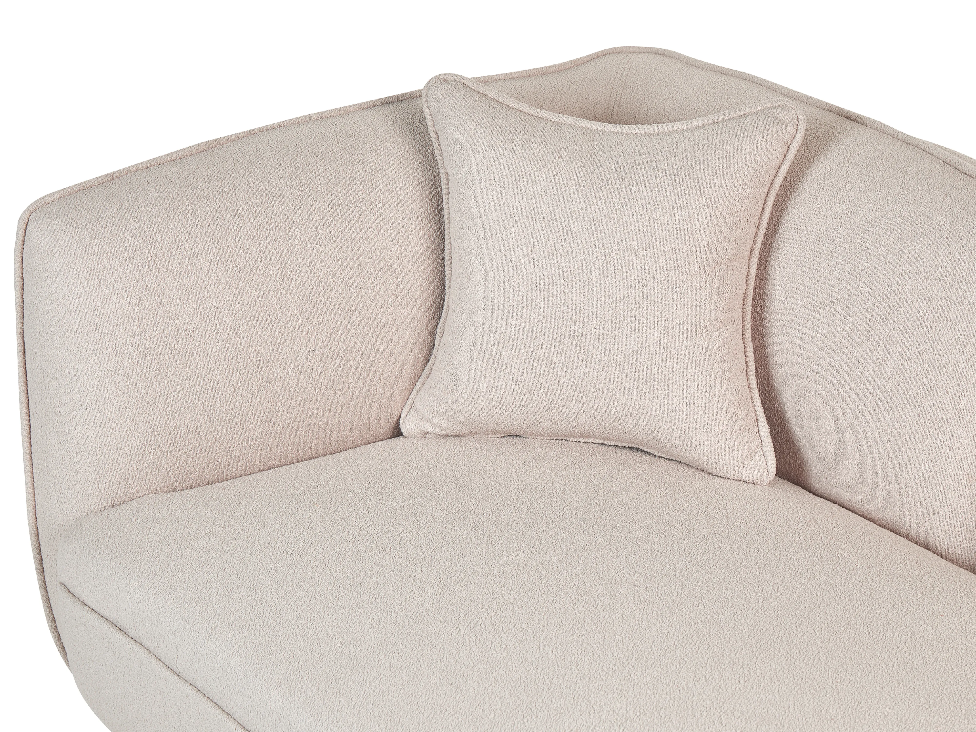 Linkszijdige chaise longue CHEVANNES Bouclé Lichtbeige