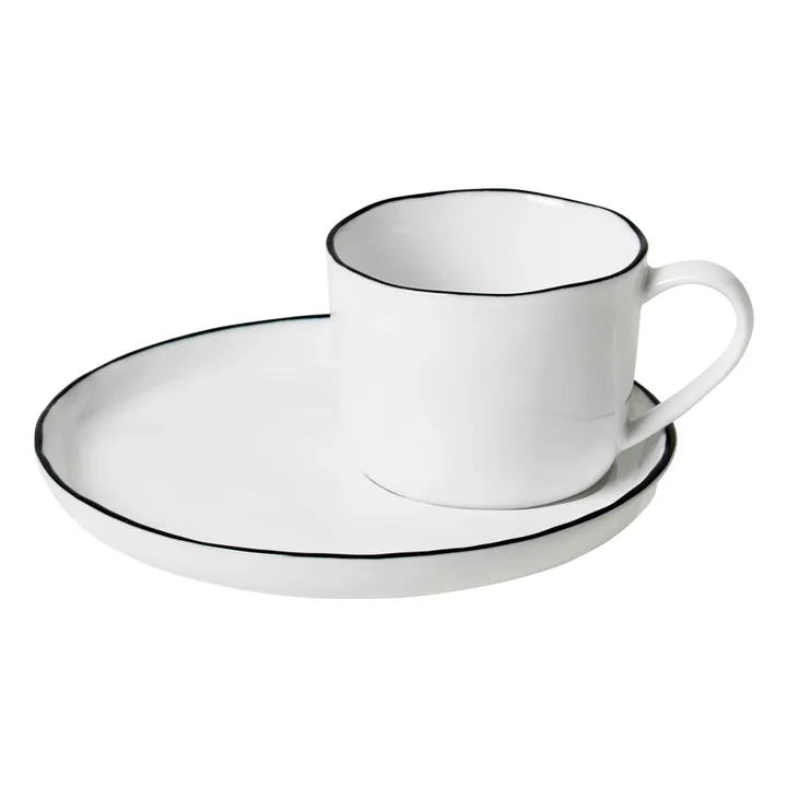 Broste Copenhagen Tasse avec soucoupe en porcelaine Salt