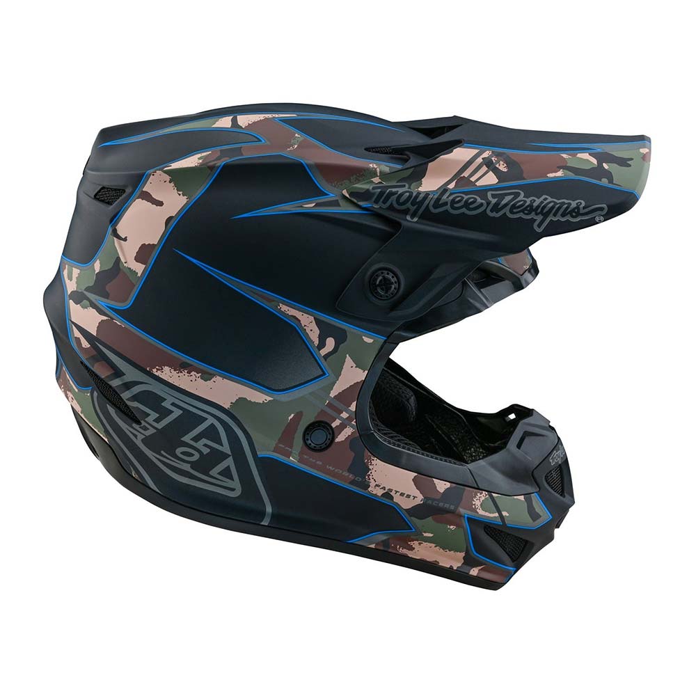 Troy Lee Designs - Casque SE4 Polyacrylite Matrix Camo Noir / Camouflage Kaki / Bleu
