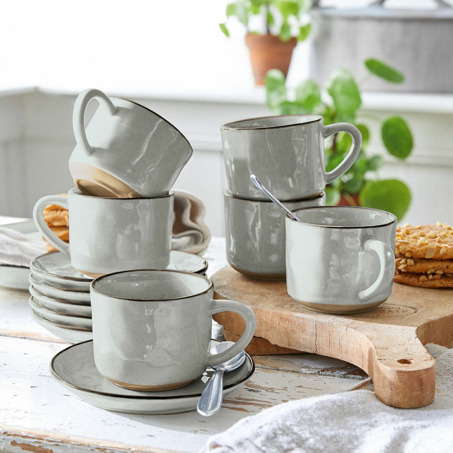 Espressotasse mit Untertasse 6er Set Biarré grau
