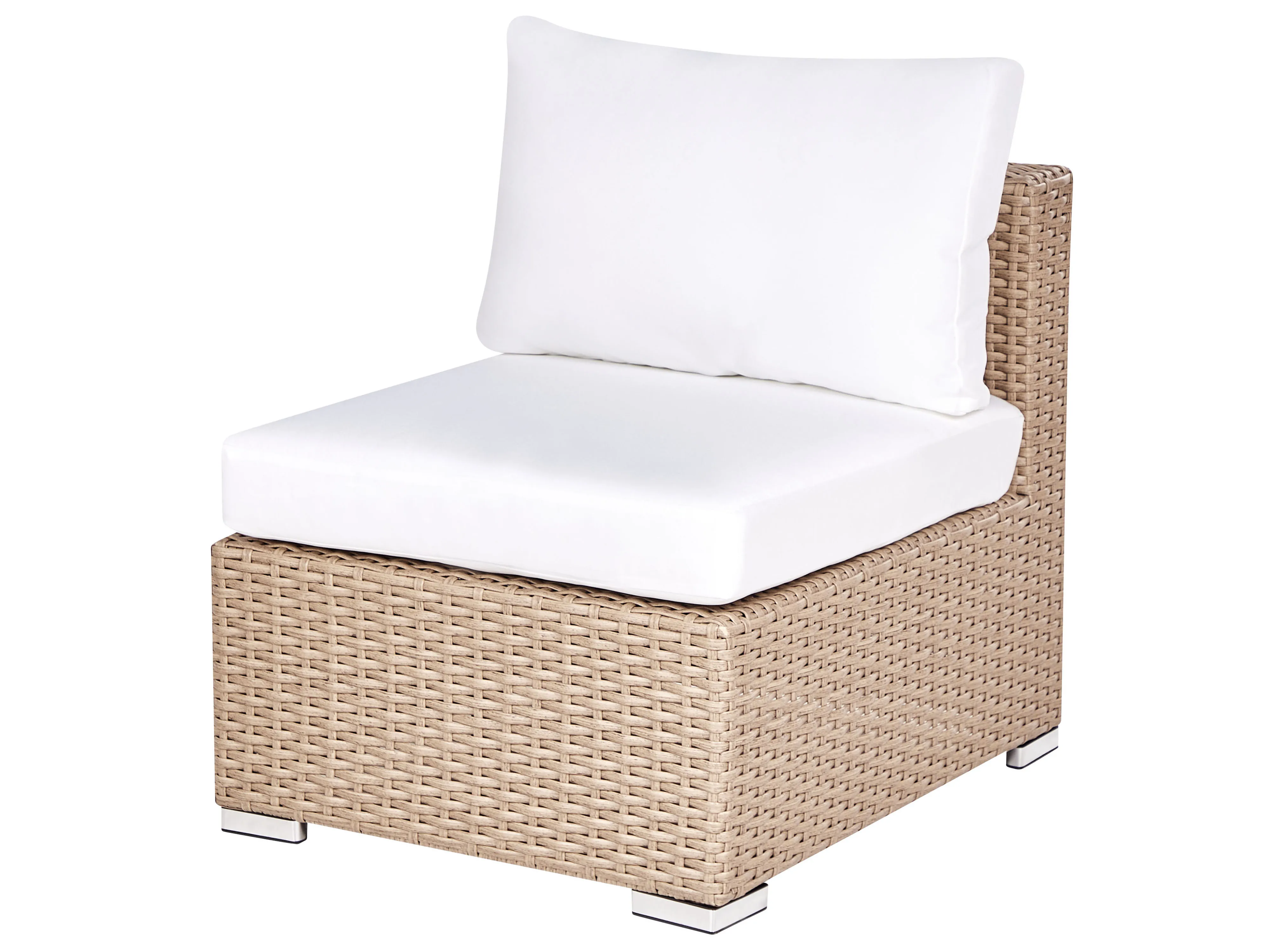 Loungeset met tafel 8-zits XXL rechtszijdig modulair PE rotan Zandbeige
