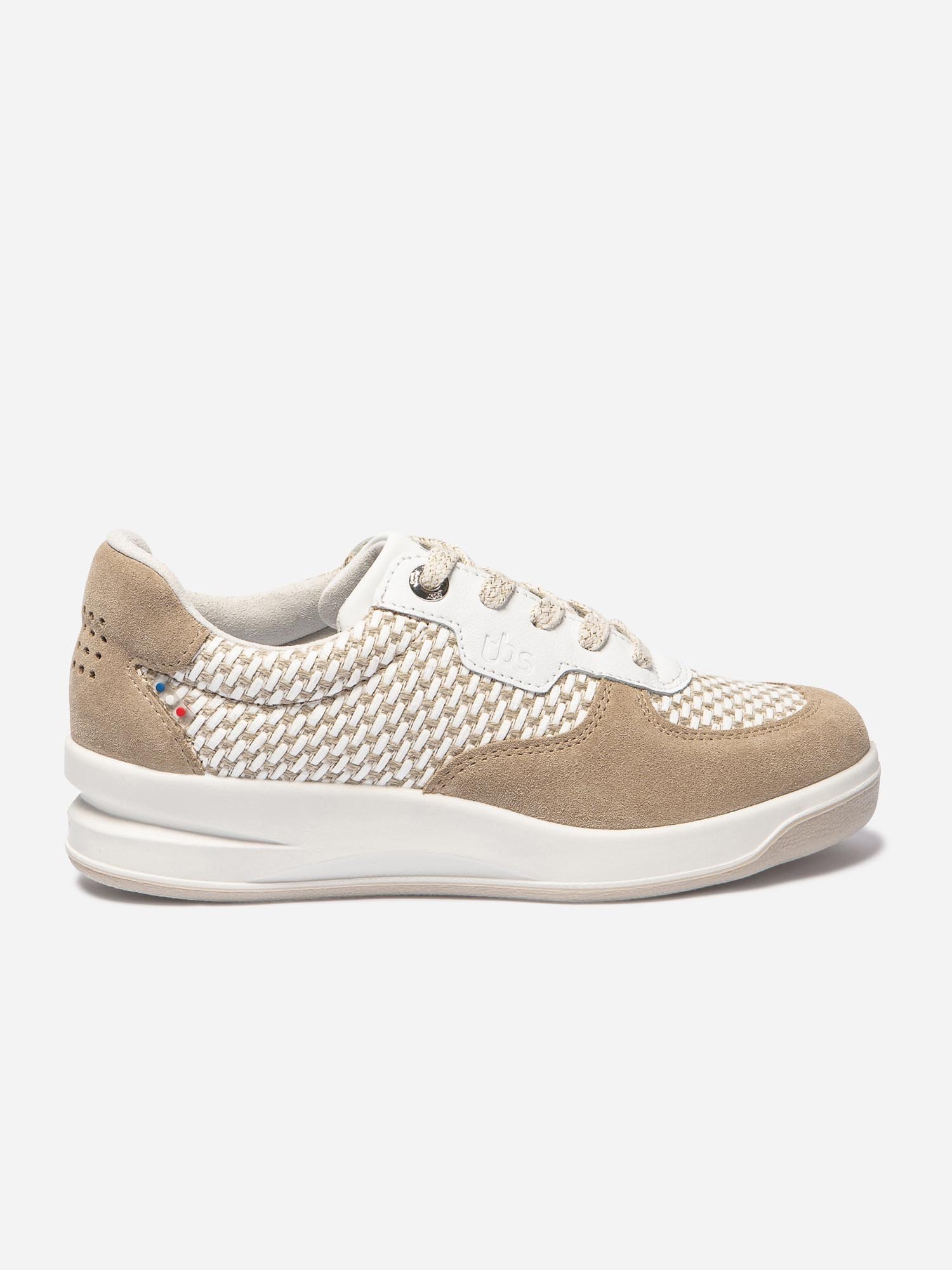 Baskets Femme Fabriquées en France Cuir et Textile Beige