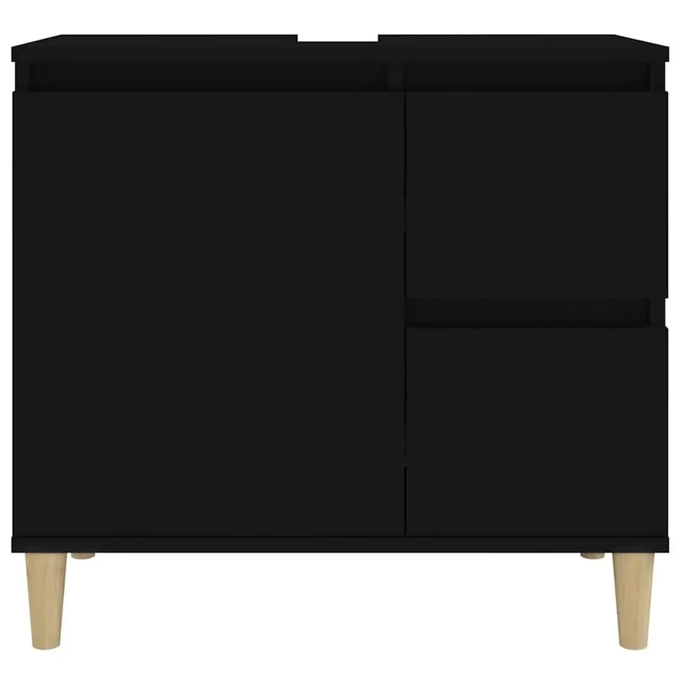 vidaXL - Wastafelonderkast met 1 deur 2 lades - Zwart - Hout - 65x33x60 cm