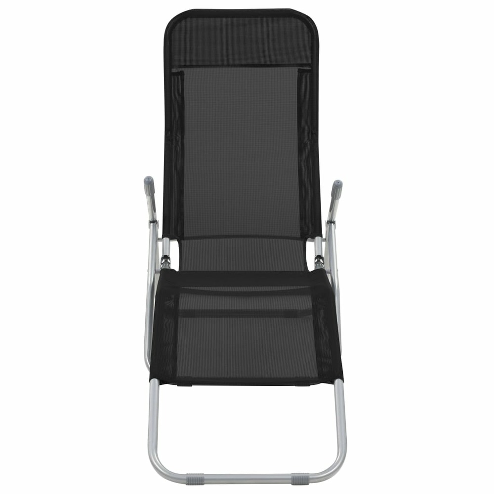 Chaises longues transat pliables 2 pices textilène noir