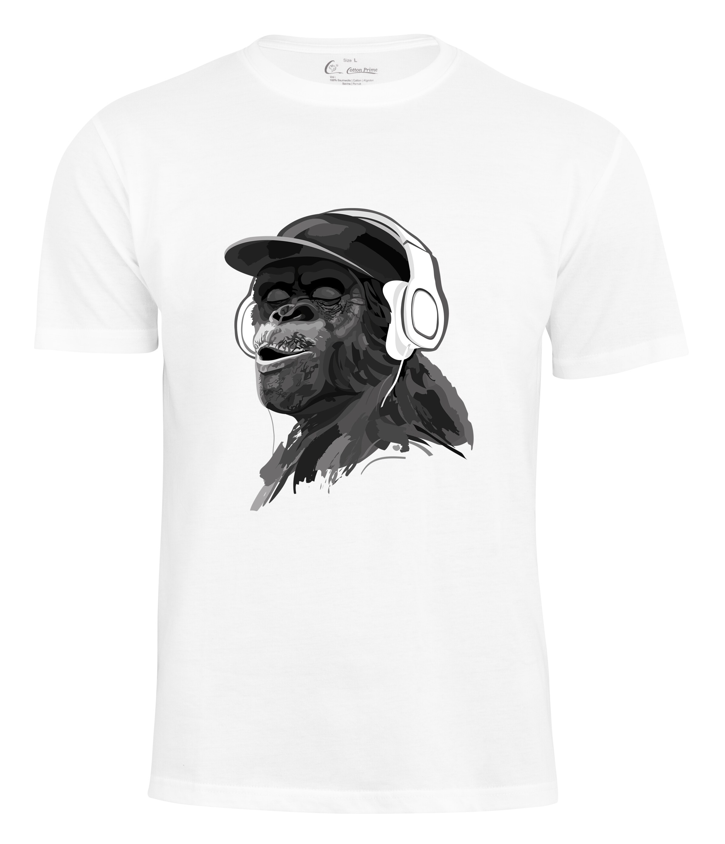 Cotton Prime® T-Shirt mit Affenmotiv - Monkey mit DJ-Kopfhörer