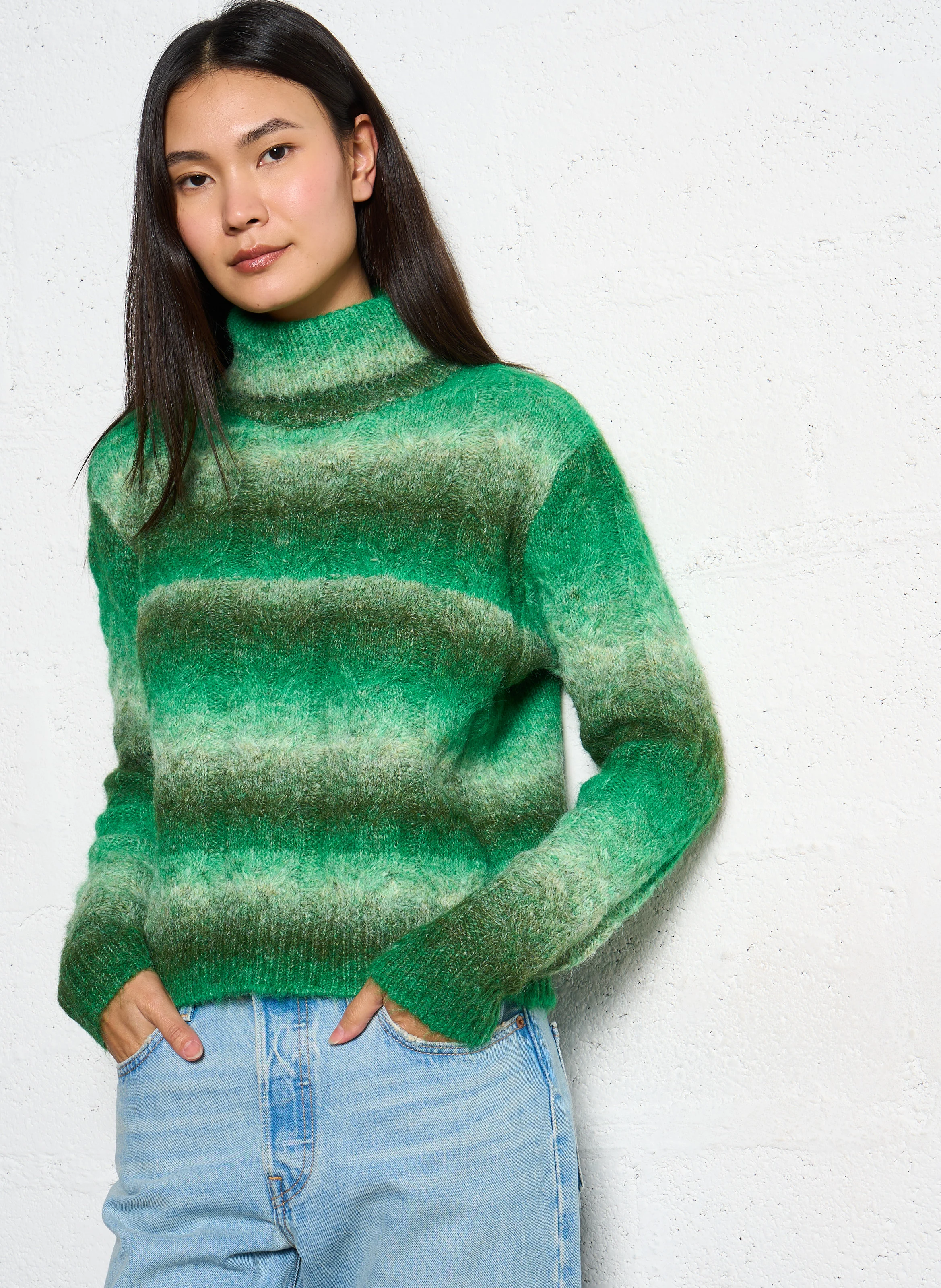 Pull droit imprimé | Vert