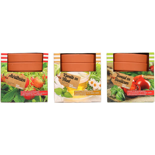 Cadeauset terracotta s/2 met zaadjes - 3 assorti