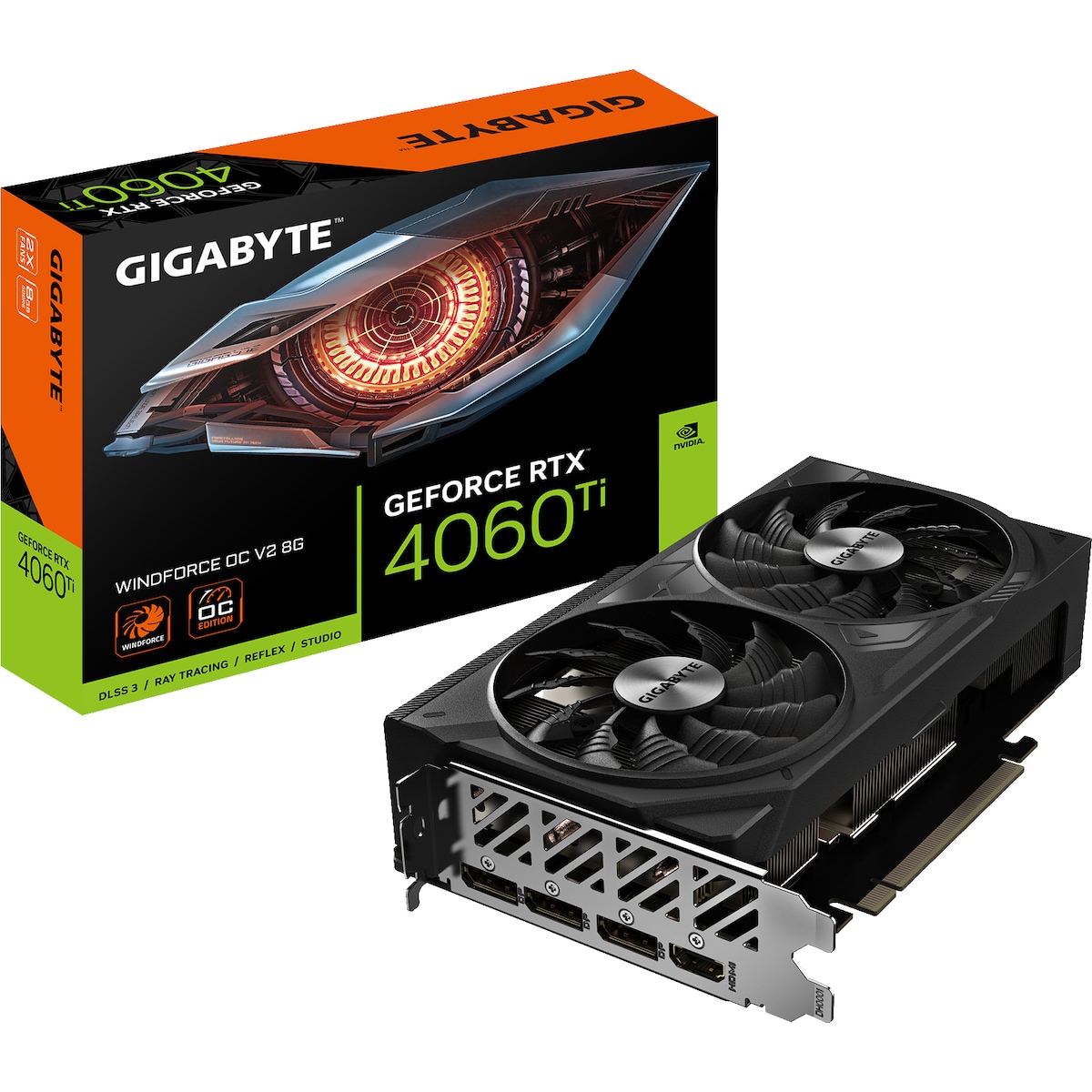 Gigabyte GeForce RTX 4060 Ti Windforce OC V2 grafikkort (8 GB GDDR6)