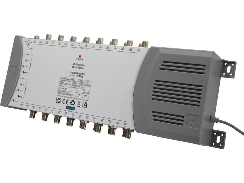 Triax DiSEqC-Multischalter TMS/CKR 9 x 32 S Einzel-Multischalter für 2 Satellitpositionen mit 9 Eingängen und 32 Ausgängen