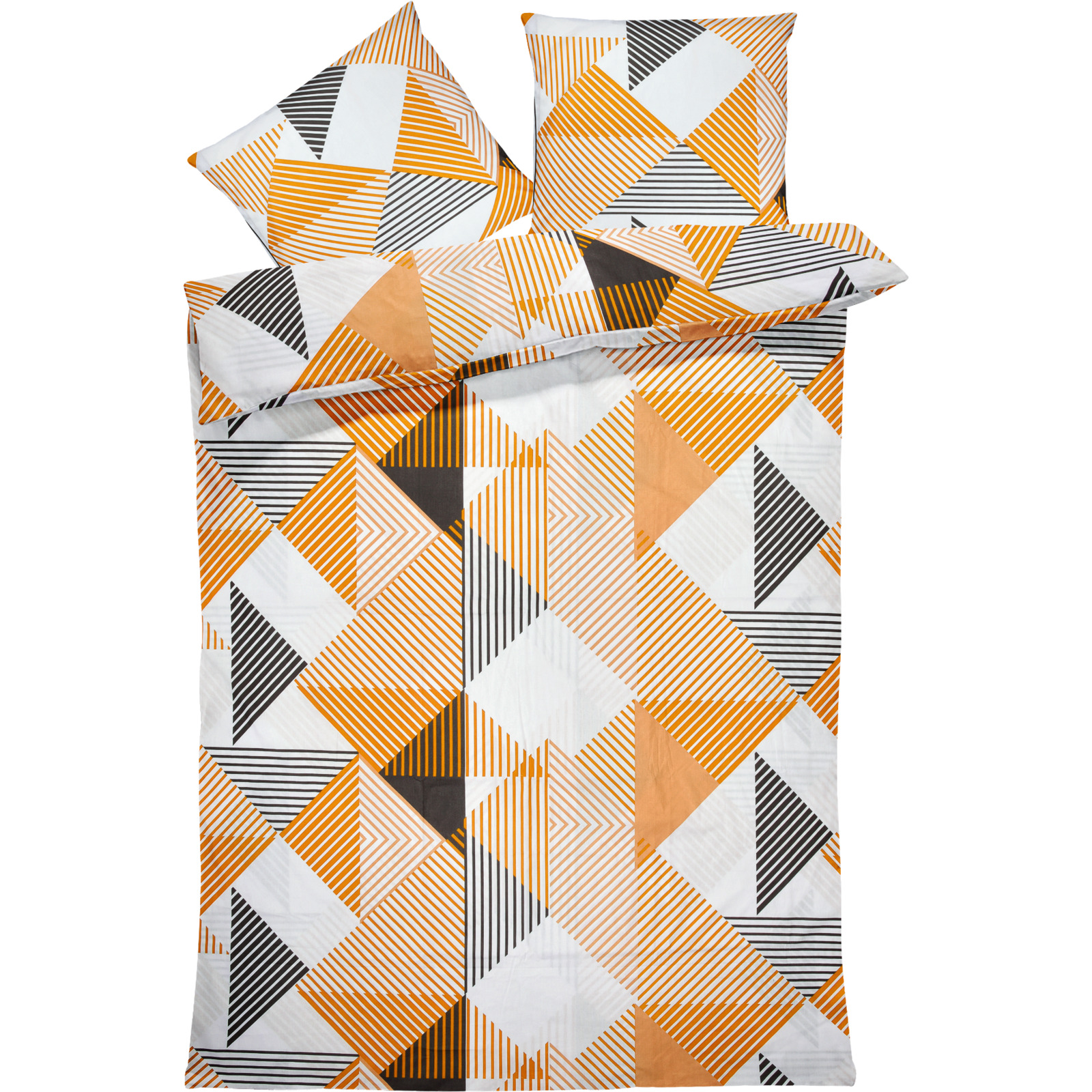 Bettwäsche Renforcé Geometrie beige 160x210 65x100 Bettanzug Nord