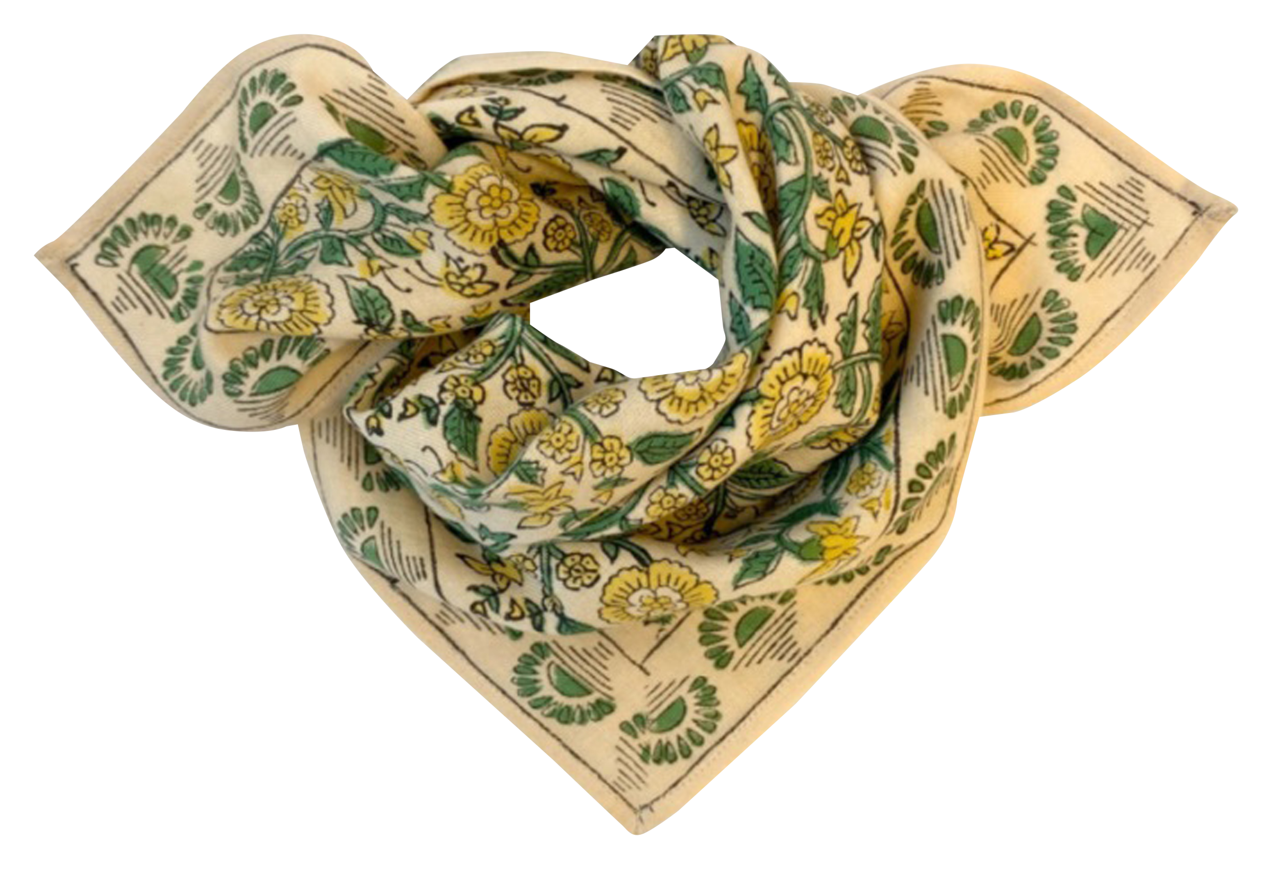 MANIKA - Foulard en coton imprimé | Jaune