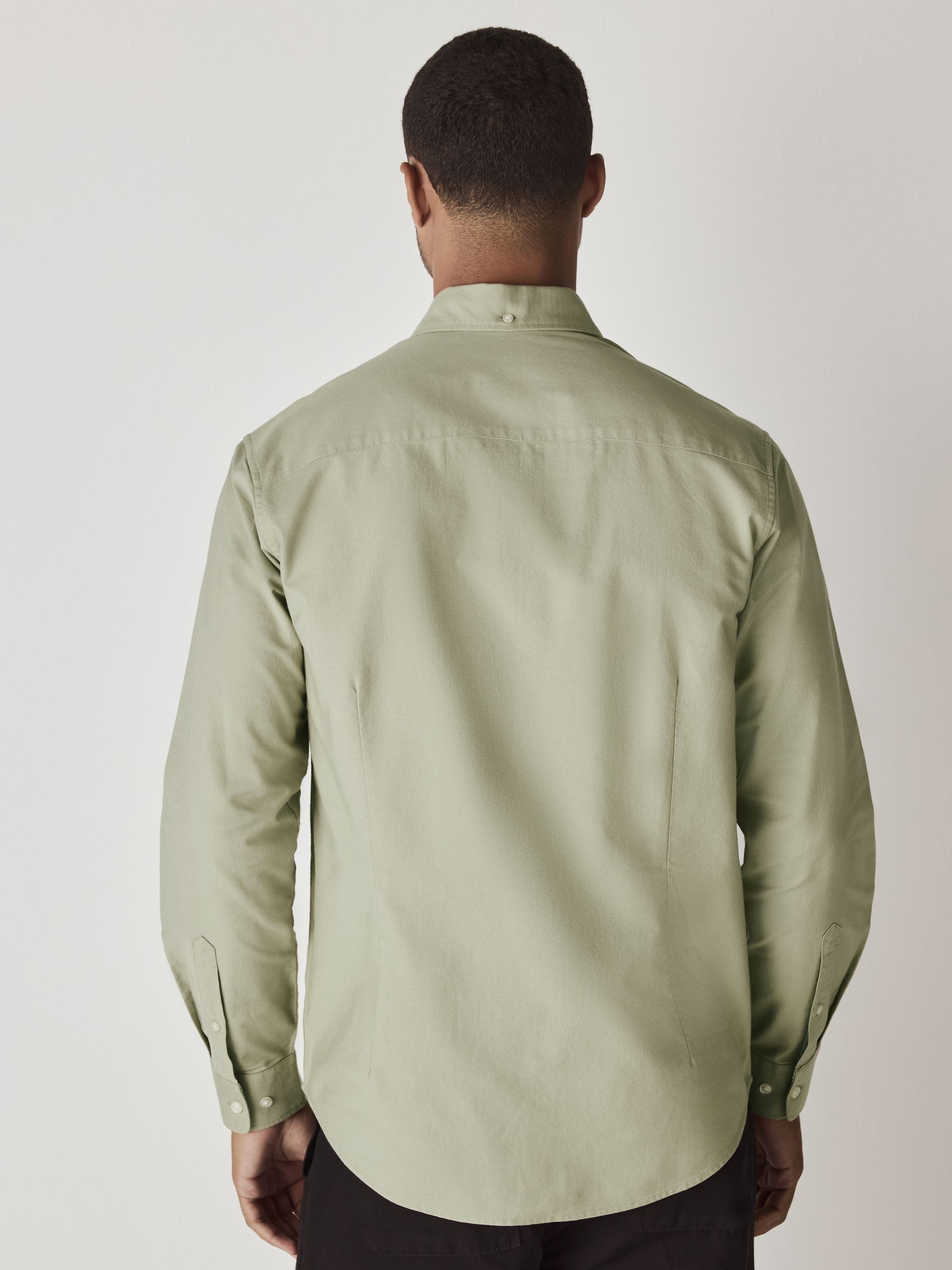 Grijs-groen - Slim Fit - Oxford-hemd met lange mouwen